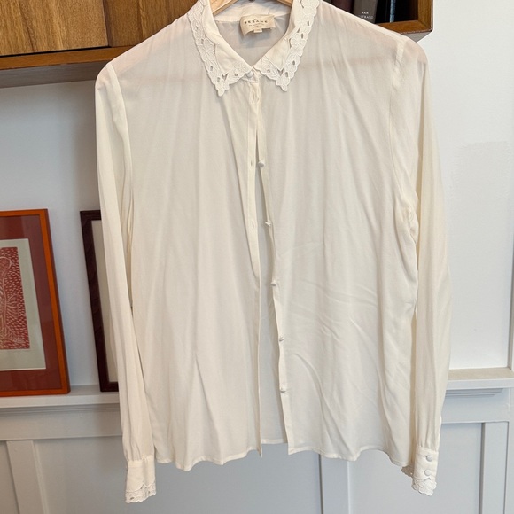 NWOT Sezane Elegant White Lace Collar Blouse 40 - Picture 4 of 9